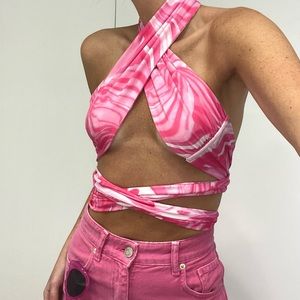 Rumours Marbled Wrapped Up Wrap Top NWOT